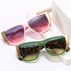 Personality Thick Frame Metal Visor Sunglasses