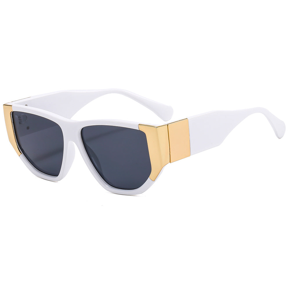 Personality Thick Frame Metal Visor Sunglasses