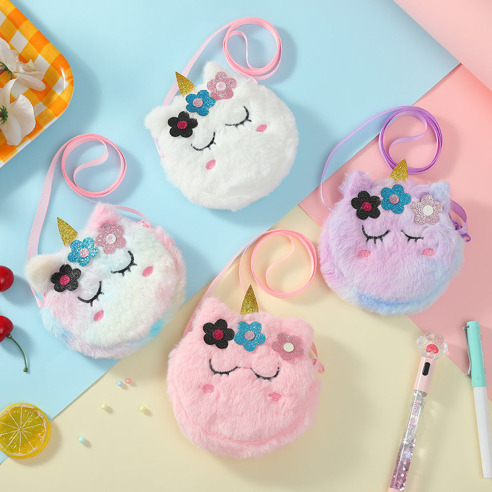 Girls Plush Unicorn Coin Purse Wallet for Kids Birthday