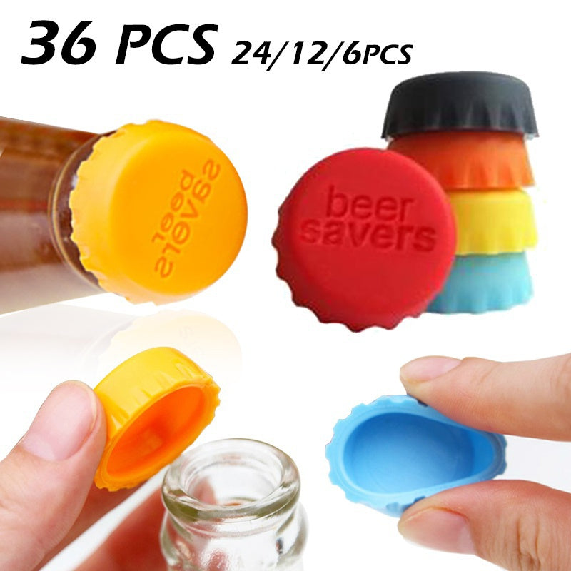6pcs Reusable Silicone Bottle Fresh Keeping Cap Sealed Leakproof Beverage Bottle