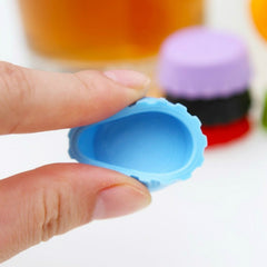 6pcs Reusable Silicone Bottle Fresh Keeping Cap Sealed Leakproof Beverage Bottle