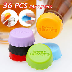6pcs Reusable Silicone Bottle Fresh Keeping Cap Sealed Leakproof Beverage Bottle