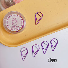 10pcs Metal Water Drop Paper Clip Stationery Office Supplies Bookmark Pin Clip