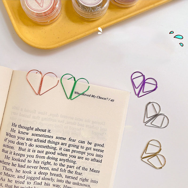 10pcs Metal Water Drop Paper Clip Stationery Office Supplies Bookmark Pin Clip