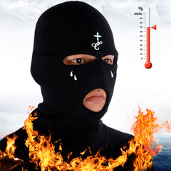Cross Embroidery Ski Mask Balaclava Hat Knit Beanie