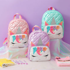 Quilted Unicorn Cartoon Plush Backpack for Girls