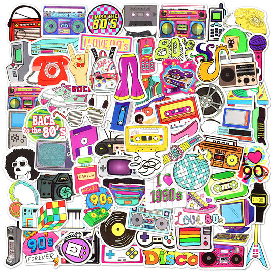 70pcs Classic 80s 90s Stickers Retro Nostalgia Stickers Waterproof Decals