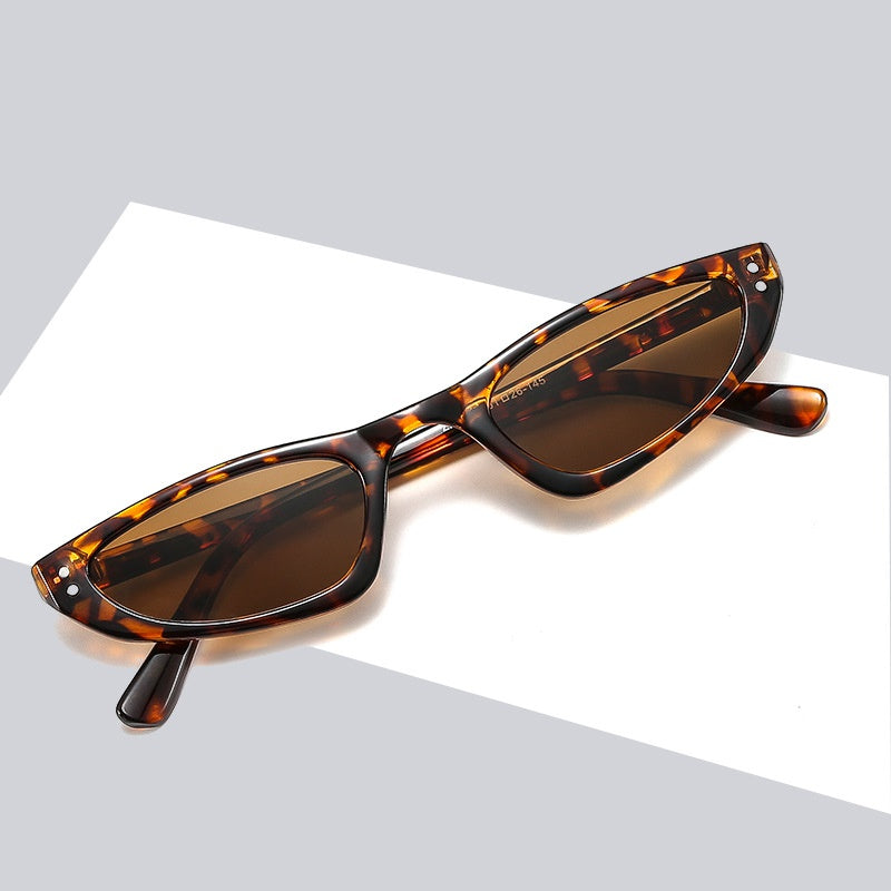 Vintage Rectangle Sunglasses 80s Thin Frame Small Glasses