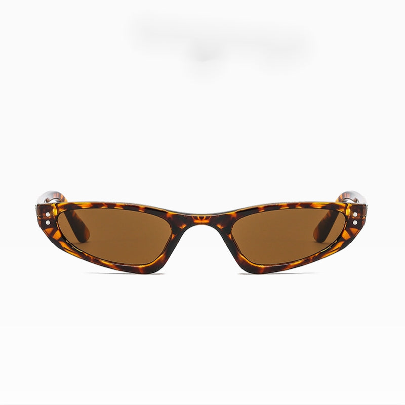 Vintage Rectangle Sunglasses 80s Thin Frame Small Glasses