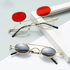 Punk Small Frame Flip Sunglasses Retro Street Shooting UV Protection Glasses
