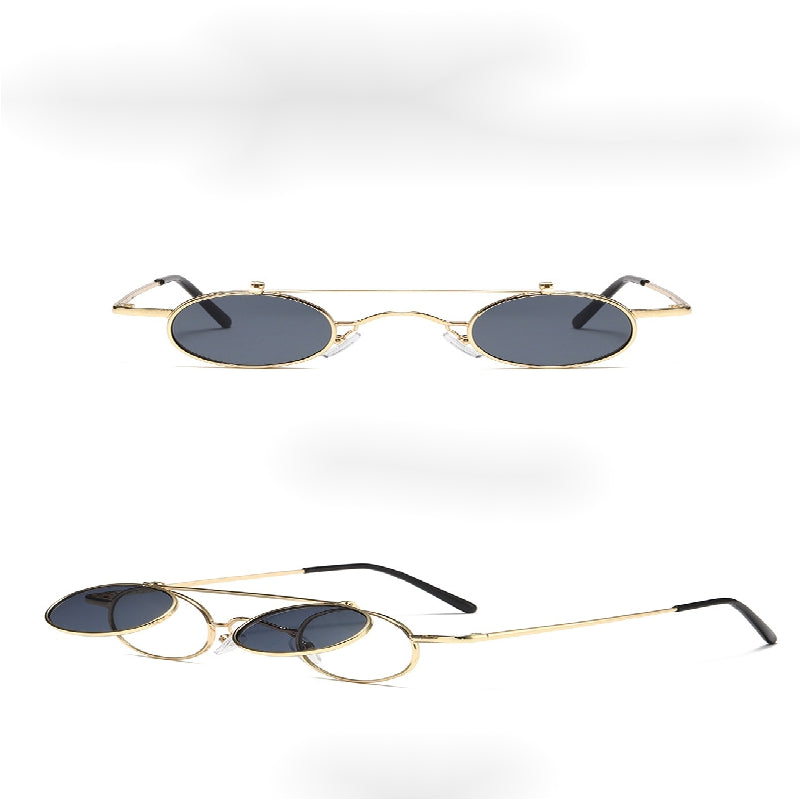 Punk Small Frame Flip Sunglasses Retro Street Shooting UV Protection Glasses