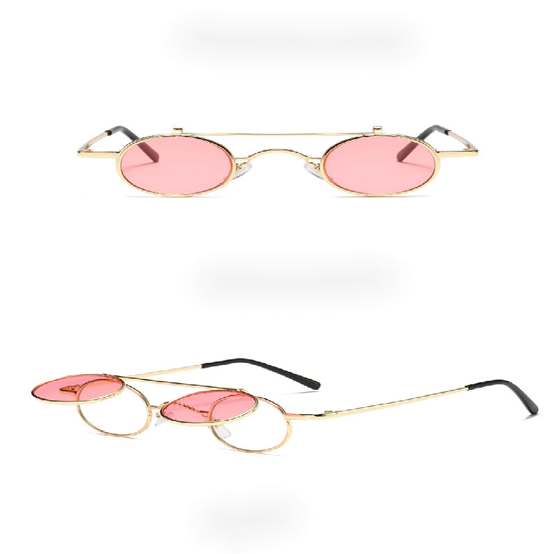 Punk Small Frame Flip Sunglasses Retro Street Shooting UV Protection Glasses