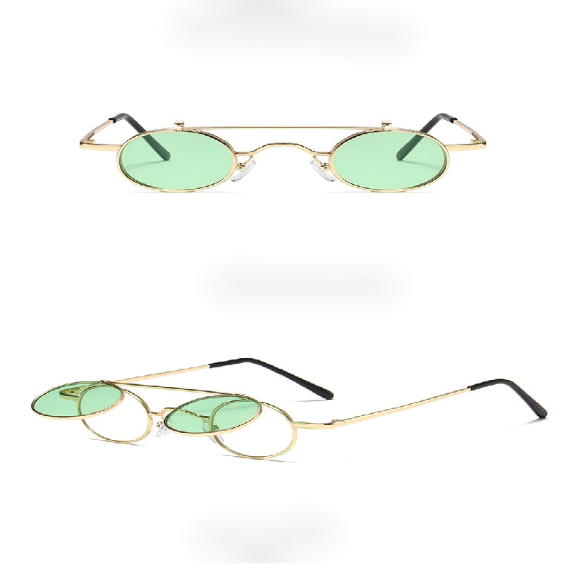 Punk Small Frame Flip Sunglasses Retro Street Shooting UV Protection Glasses