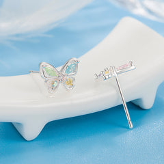 Girls' Butterfly Studs Zirconium Inlaid Sweet Earrings
