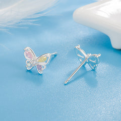 Girls' Butterfly Studs Zirconium Inlaid Sweet Earrings