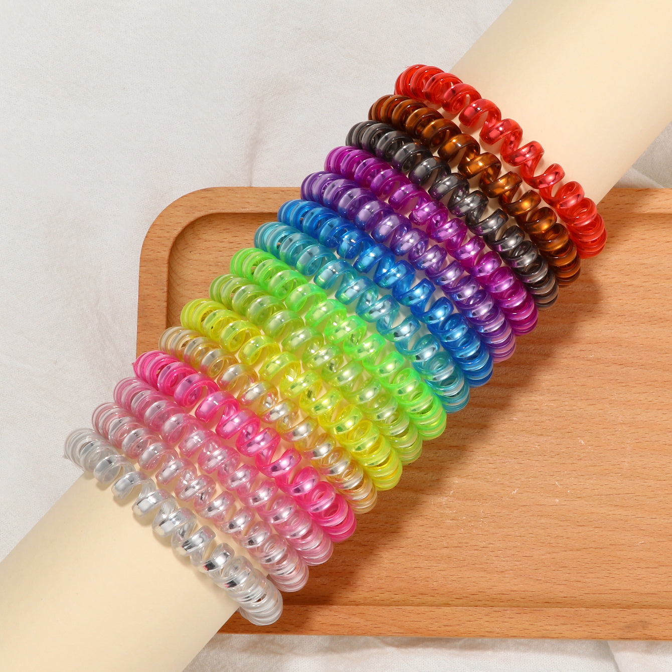 15pcs Spiral Hair Ties No Crease Hair Ties Phone Cord Hair Ties Candy Colors