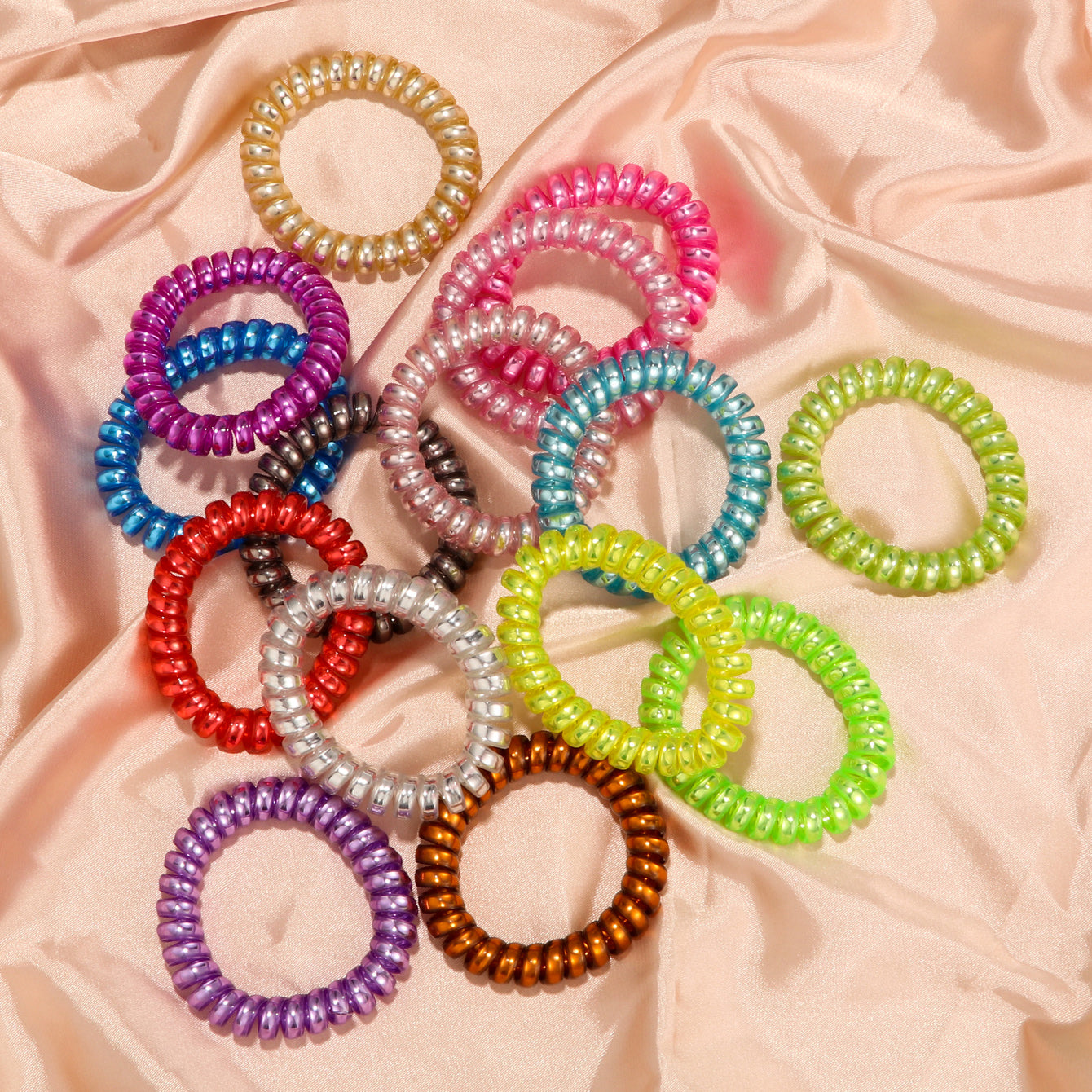 15pcs Spiral Hair Ties No Crease Hair Ties Phone Cord Hair Ties Candy Colors