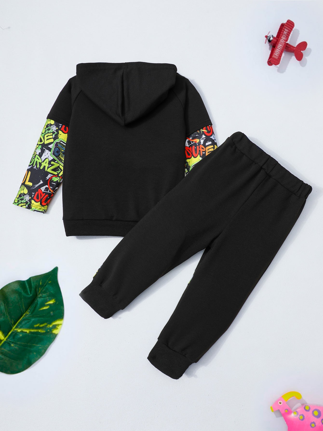 Boys Dinosaur Print Hoodie & Pants Set