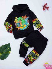 Boys Dinosaur Print Hoodie & Pants Set