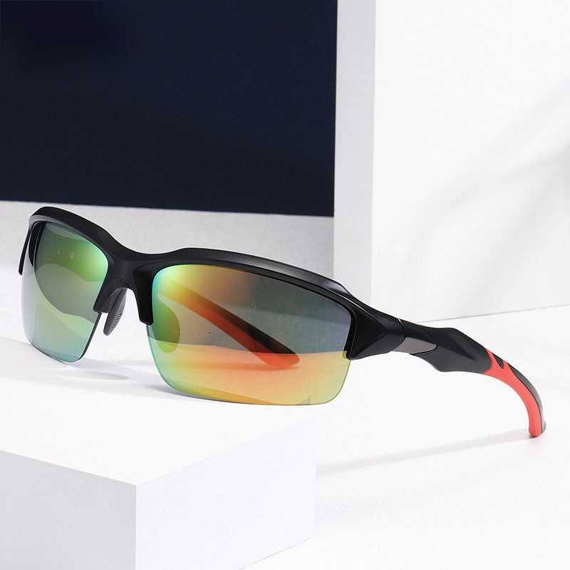 Ski Stormproof Colorful Half Rimless Wrap Sunglasses