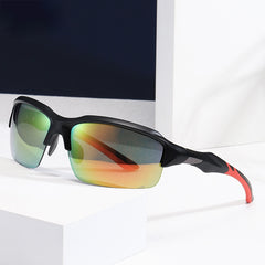 Ski Stormproof Colorful Half Rimless Wrap Sunglasses