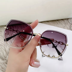 Rhinestone Rimless Oversized Square Sunglasses Women's Shades