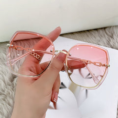 Rhinestone Rimless Oversized Square Sunglasses Women's Shades