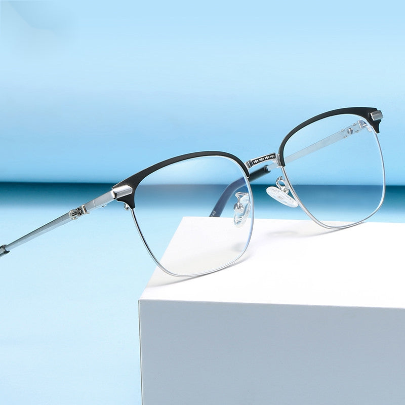 Metal Vintage Anti Semi Rimless Light Sunglasses