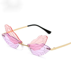 Rimless Butterfly Sunglasses Candy Gradient Metal Eyewear