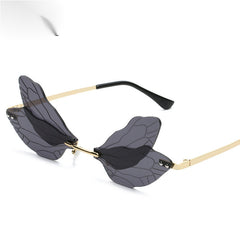 Rimless Butterfly Sunglasses Candy Gradient Metal Eyewear