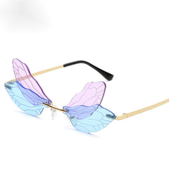 Rimless Butterfly Sunglasses Candy Gradient Metal Eyewear