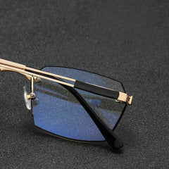 Light Blocking Polygon Glasses Metal Frame Reading Eyeglasses