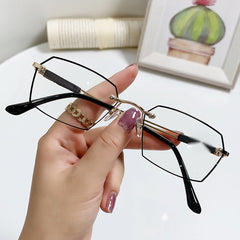 Light Blocking Polygon Glasses Metal Frame Reading Eyeglasses