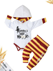 Baby Boys Mommy's Little Muggle Hooded Onesie & Striped Pants Set