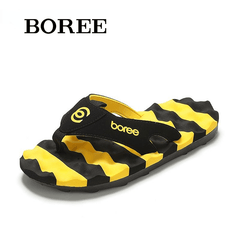 BOREE Men's Massage Flip Flops Lightweight Striped Slides Slippers