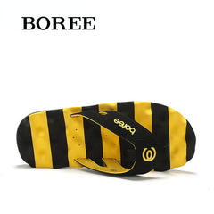 BOREE Men's Massage Flip Flops Lightweight Striped Slides Slippers