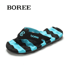 BOREE Men's Massage Flip Flops Lightweight Striped Slides Slippers