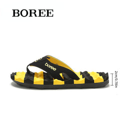 BOREE Men's Massage Flip Flops Lightweight Striped Slides Slippers
