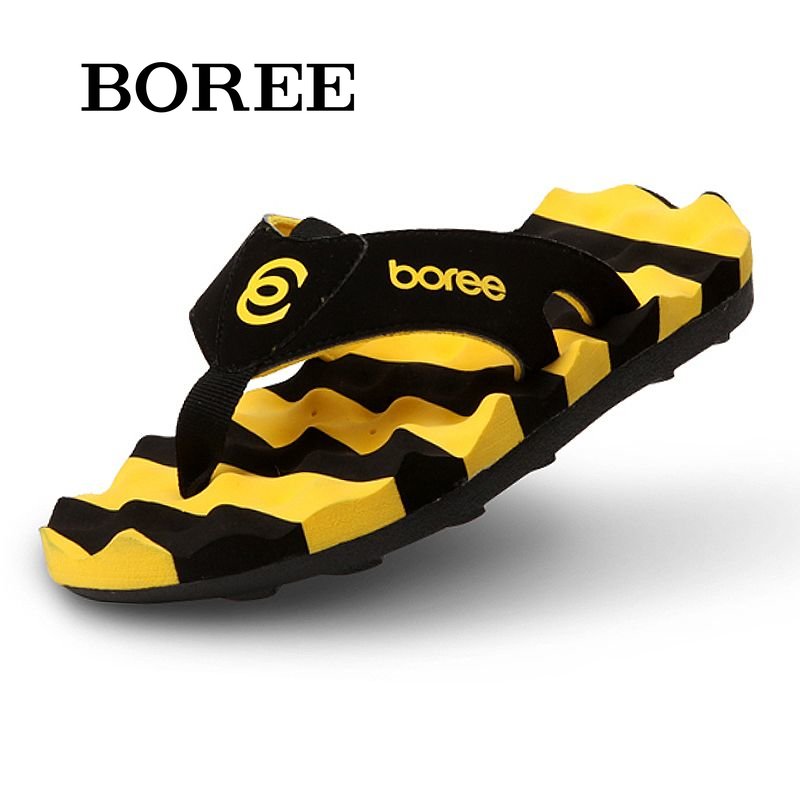 BOREE Men's Massage Flip Flops Lightweight Striped Slides Slippers