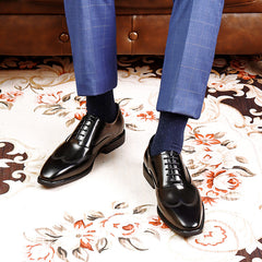 Men's Leather Wingtip Oxford Formal Dress Shoes