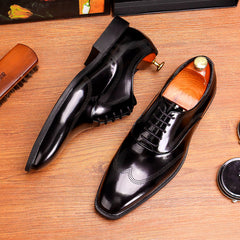 Men's Leather Wingtip Oxford Formal Dress Shoes