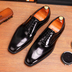 Men's Leather Wingtip Oxford Formal Dress Shoes