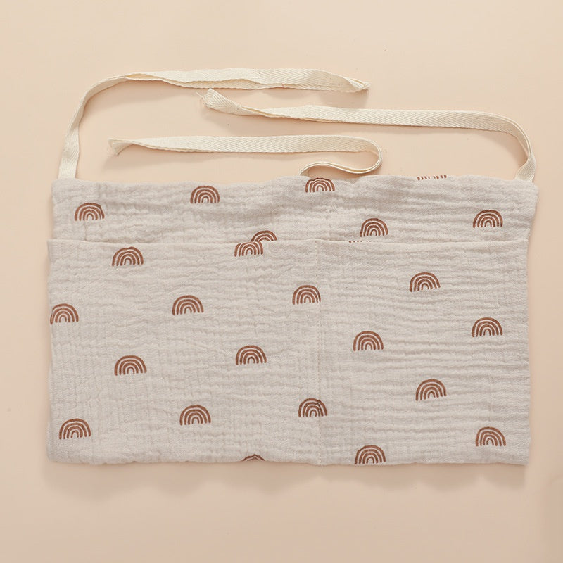 Double Layer Cotton Baby Bedside Storage Bag with Toy Collection Hanging Bag