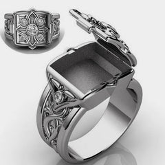 Men's Retro Box Ring Hip Hop Punk Jewelry Size 6-13