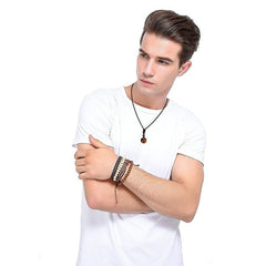 High Pure Natural Tiger's Eye Stone Beads Pendant Necklace