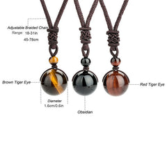 High Pure Natural Tiger's Eye Stone Beads Pendant Necklace