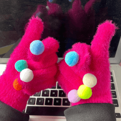 Funny Personalised Warm Knit Hairball Gloves for Students