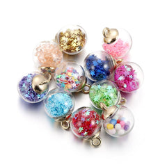 Glass Ball Pendant Earrings Necklace Sequin Crystal Ball DIY Jewelry Accessories