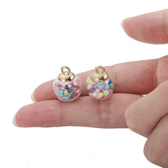 Glass Ball Pendant Earrings Necklace Sequin Crystal Ball DIY Jewelry Accessories