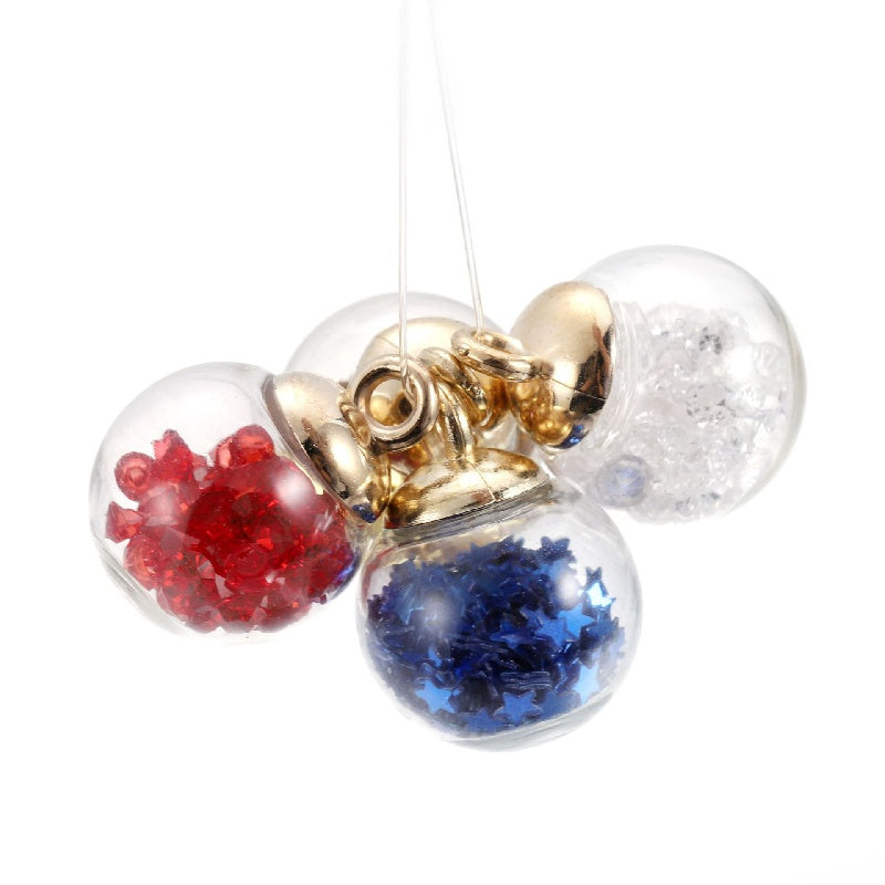 Glass Ball Pendant Earrings Necklace Sequin Crystal Ball DIY Jewelry Accessories